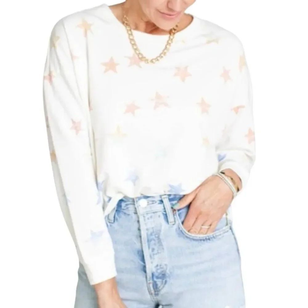 Z SUPPLY Lia Rainbow Star Sweatshirt Size Medium